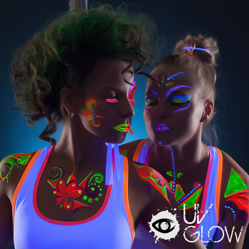 [Australia] - UV Glow Neon Face and Body Paint Set of 8 Tubes - Fluorescent - Brightest glow under UV! 