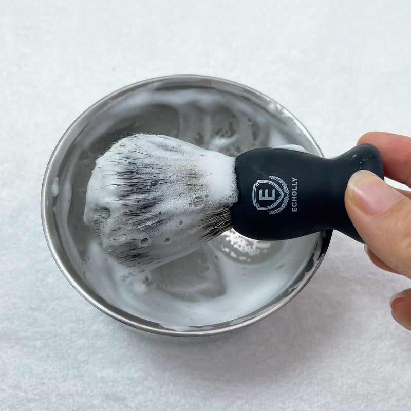 [Australia] - Echolly Luxury Shaving Brushes for Men-Premium Travel Shaving Brush Set-Shave Brush Best for Shaving Cream Lather- Perfect Father's Day Gifts for Fathers,Men, Boyfriends(Smooth Rubber Handle) 1.4 x 1.4 x 4.2 Inch 