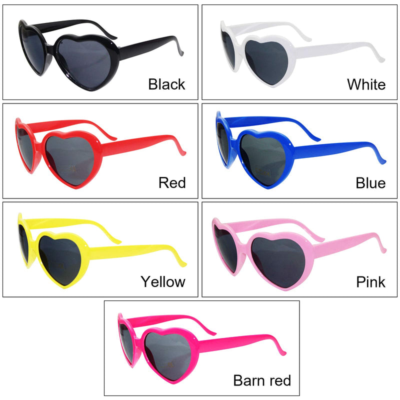 [Australia] - Mrs Bad 3Pcs Love Heart Shaped Sunglasses Light Changing Heart Effect Diffraction Glass for Women Men Driving Glass 7 Colors Medium Barn Red 