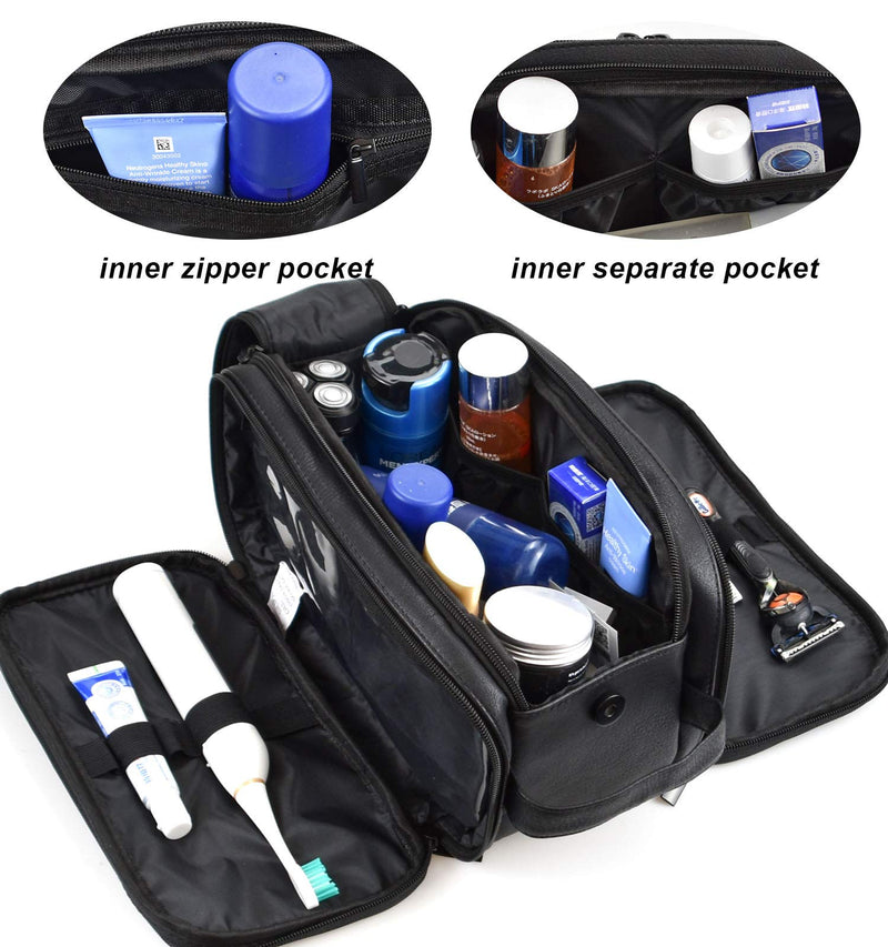 [Australia] - Loteaf Toiletry Bag for Men PU Leather Water-Resistant Travel Toiletry Bag Organizer Dopp Kit for Toiletries Accessories balck 