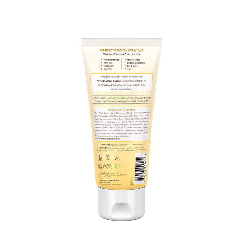 [Australia] - Babo Botanicals Moisturizing Plant-Based Conditioner - with Organic Calendula and Colloidal Oatmeal - For Babies, Kids or Adults with Sensitive or Dry Scalp - Hypoallergenic and Vegan - 6 fl. oz 6 Fl Oz (Pack of 1) 