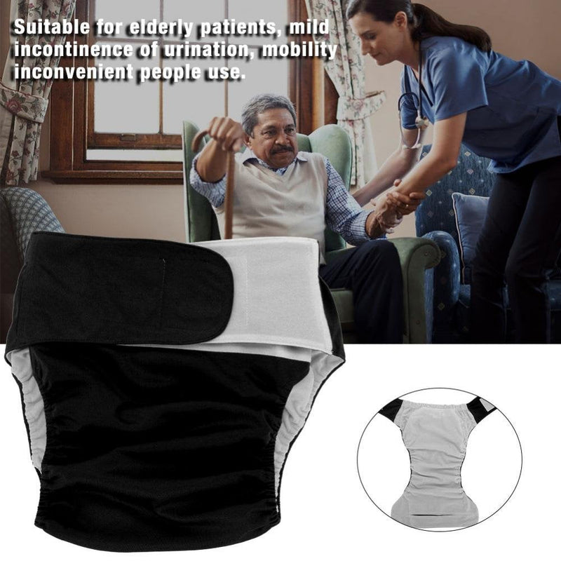 [Australia] - Adult Diaper Pants Incontinence Nappy, Adjustable Washable Dual Opening Pocket Reusable Leakfree Insert Cloth Diapers for Disability Care(Black) Black 