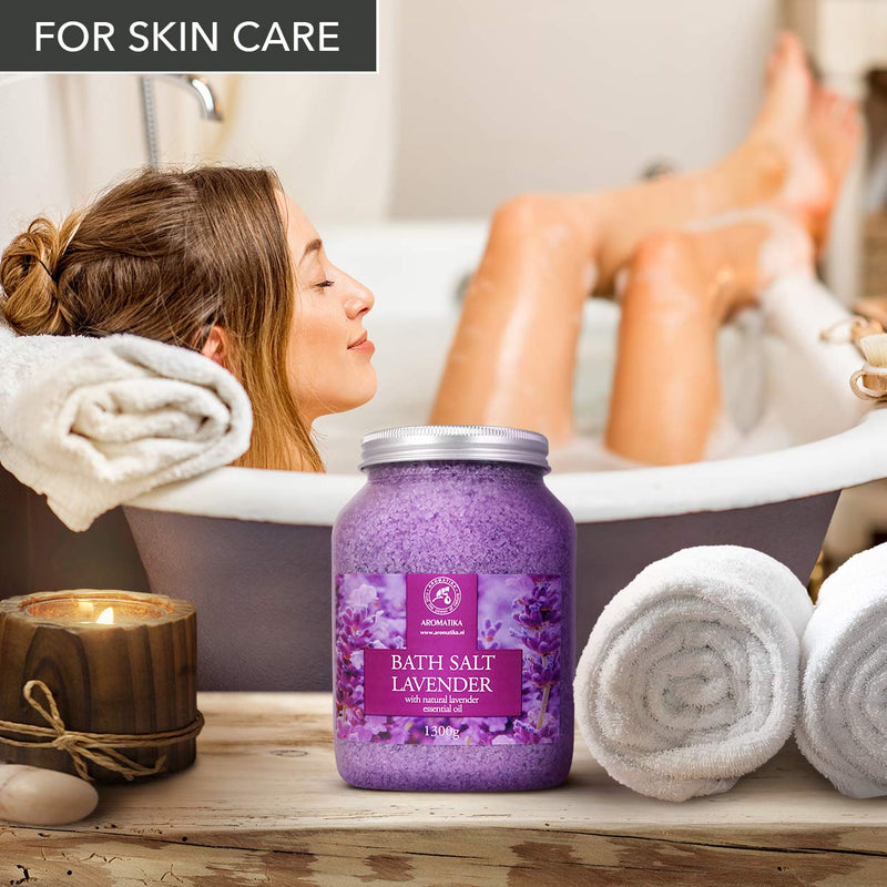 [Australia] - Sea Salt Lavender with Natural Lavender Essential Oil 1300g - Lavender Bath Salts - Best for Good Sleep - Stress Relief - Beauty - Relaxing - Bathing - Body Care 1.3 kg (Pack of 1) 