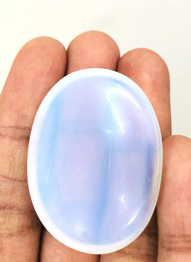 [Australia] - crystalmiracle Opalite Worry Stone Crystal Healing Wellness Palm Stone Positive Energy Peace Thumb Stone Meditation Handcrafted 