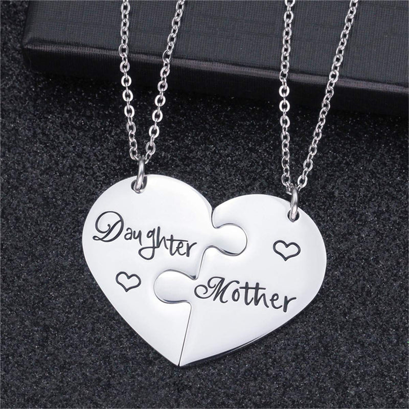 [Australia] - Nanafast 2 PCS Mother Daughter Necklaces Adjustable Stainless Steel Matching Heart Necklace Set Valentines for Couples Mom and Daughter 