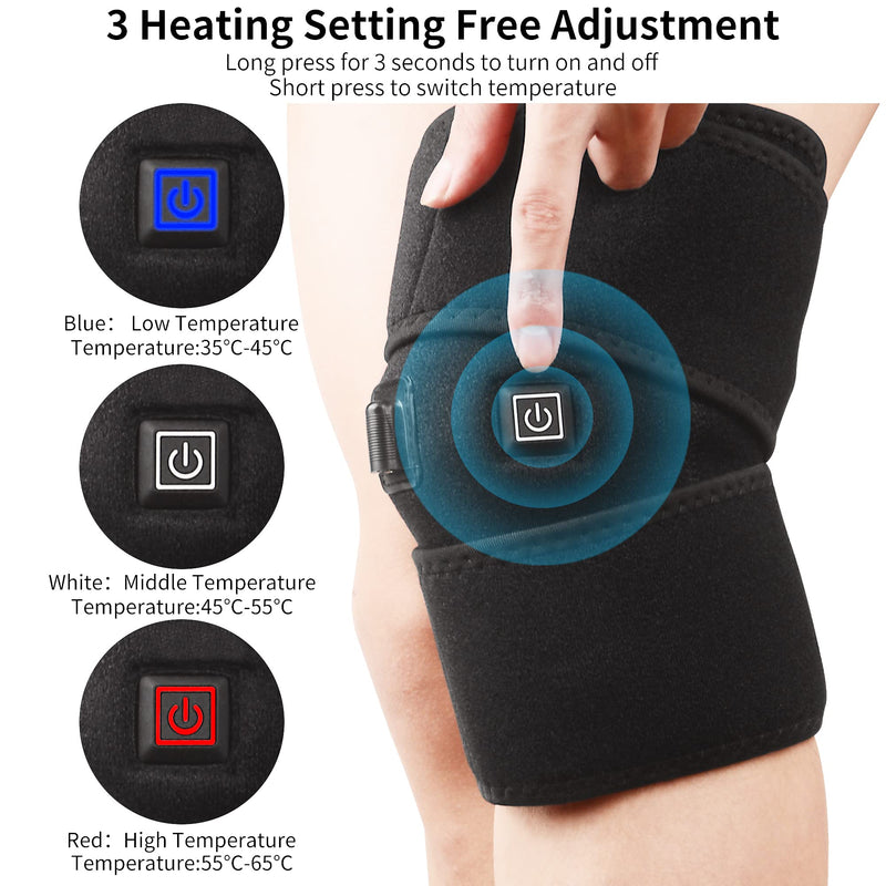 [Australia] - Heated Knee Brace Wrap, Knee Heating Pad for Arthritis Pain Relief, Electric Heat Knee Support with 3 Temperature Control Thermal Therapy for Joint Soreness, Swelling, Cramps, Rheumatism(No Battery) 