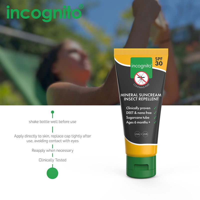 [Australia] - Incognito Sunblock Insect Repellent - SPF30 100ml - 3 in 1 Sunblock, Insect Repellent and Moisturiser For Soft and Protected Skin & Body 