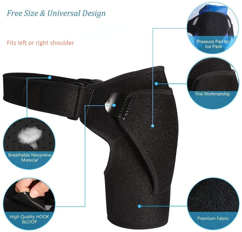 [Australia] - Shoulder Support Brace with Pressure Pad for Men Women, Adjustable Shoulder Brace for Torn Rotator Cuff, Tendonitis, Dislocation, AC Joint, Bursitis, Labrum Tear, Pain, Fits Right or Left Shoulder 