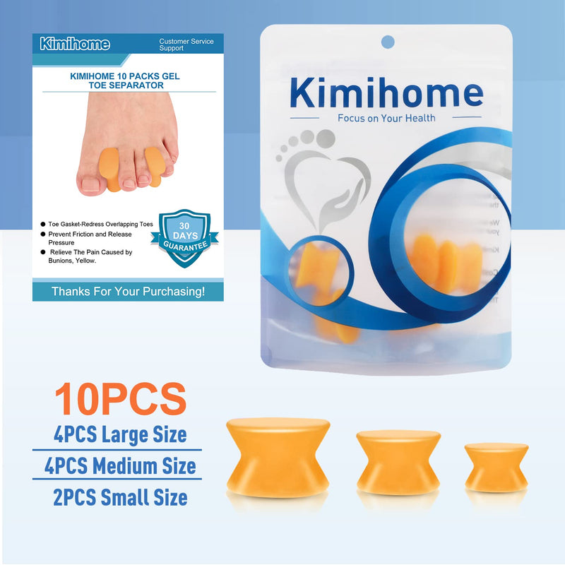 [Australia] - Kimihome 10 Packs Gel Toe Separator, Toe Gasket-Redress Overlapping Toes, Prevent Friction and Release Pressure, Relieve The Pain Caused by Bunions, Yellow. 