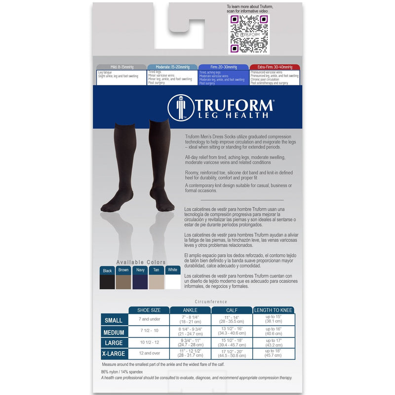 [Australia] - Truform Compression Socks, 20-30 mmHg, Men's Dress Socks, Knee High Over Calf Length, Black, Large,1944BL-L Large (Pack of 1) 
