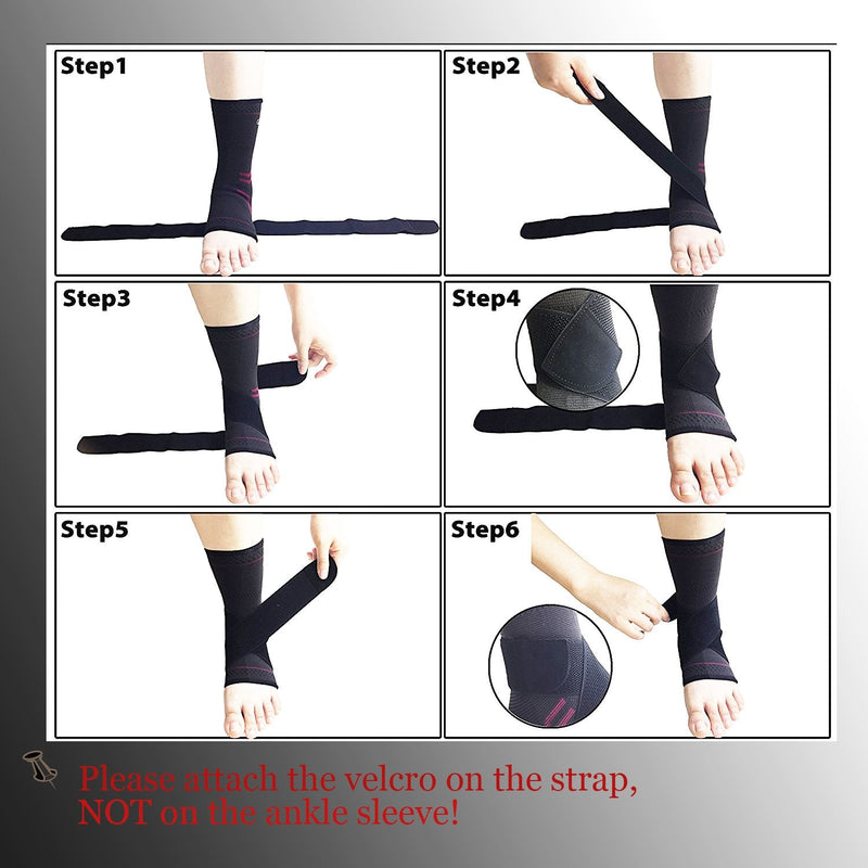 [Australia] - JUPITER Foot Sleeve (Pair) with Compression Wrap, Ankle Brace For Arch, Ankle Support, Football, Basketball, Volleyball, Running, For Sprained Foot, Tendonitis, Plantar Fasciitis… Black Medium 