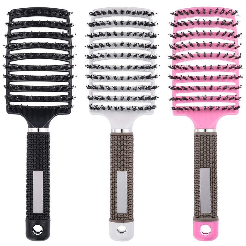 [Australia] - umorismo 3 Pack Hair Brush Vented Curved Brush Detangling Brush Hair Detangler Brush Styling Brush for Natural, Curly, Straight, Wet or Dry Hair 