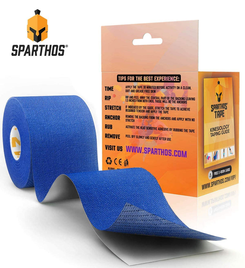 [Australia] - Sparthos Kinesiology Tape [Navy Blue - 16.4ft Uncut Roll] x Ice Packs for Injuries [Size Medium + Cover] 