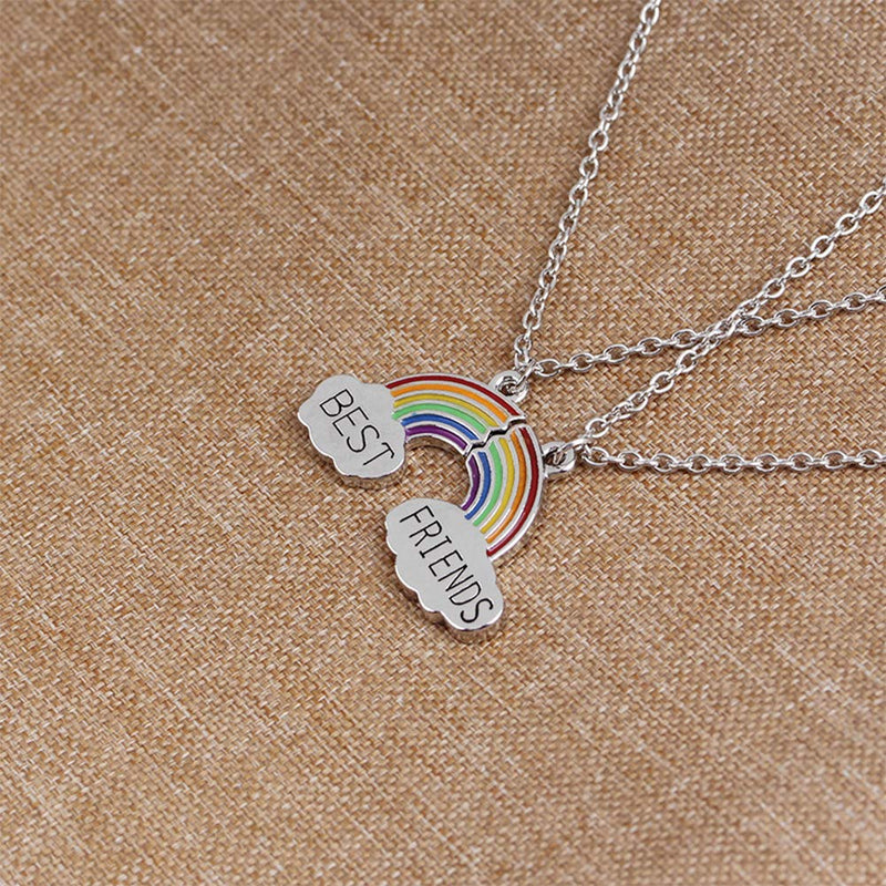 [Australia] - Best Buds BFF Best Friends Matching Heart Pendant Necklaces Teen Forever Friendship Birthday Gift Rainbow 