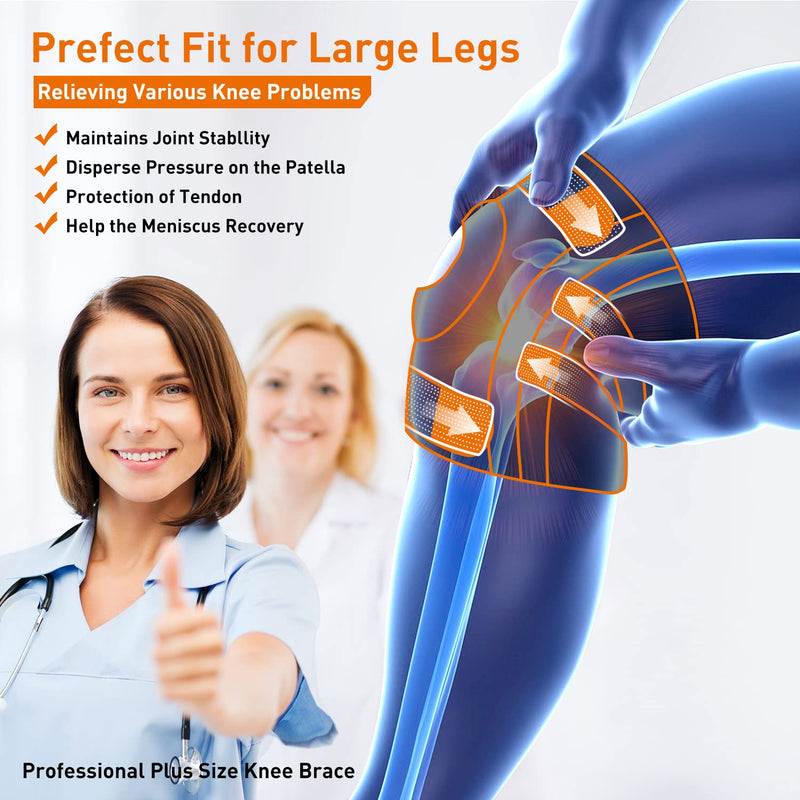 [Australia] - Plus Size Knee Brace for Women and Men,Extra Large Knee Braces for Knee Pain Plus Size,Patellar Knee Brace with Side Stabilizers for Meniscus Tear, Arthritis,Acl,Chondromalacia,Left(4XL/5XL/6XL) Plus-2-Left 