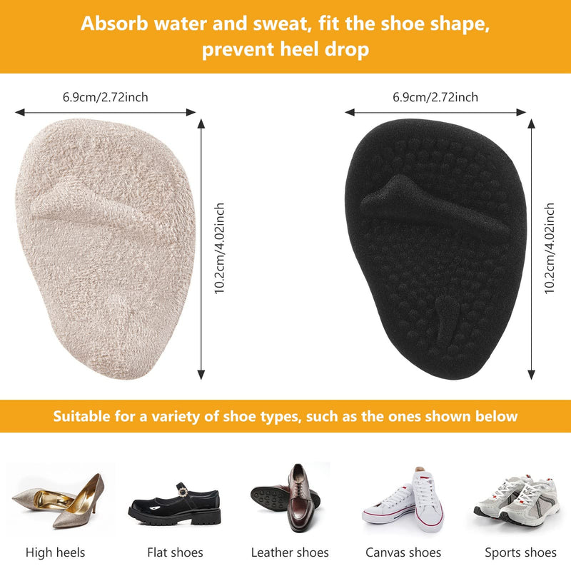 [Australia] - SUSSURRO 8 Pairs High Heel Cushion Pads, Heel Protectors for Shoes, Heel Inserts Filler, Shoe Heel Inserts Suitable for Women and Men(Black & Beige) 
