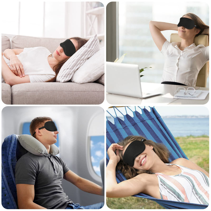 [Australia] - Cotton Sleep Mask, Eye Mask, Gritin Light-Blackout Sleeping Mask - (2023 Newest Nose Fitting Shade Design) Ultra Soft & Comfortable Eye Blinder with Adjustable Strip and Ear Plug for Men,Women,Kids Black 