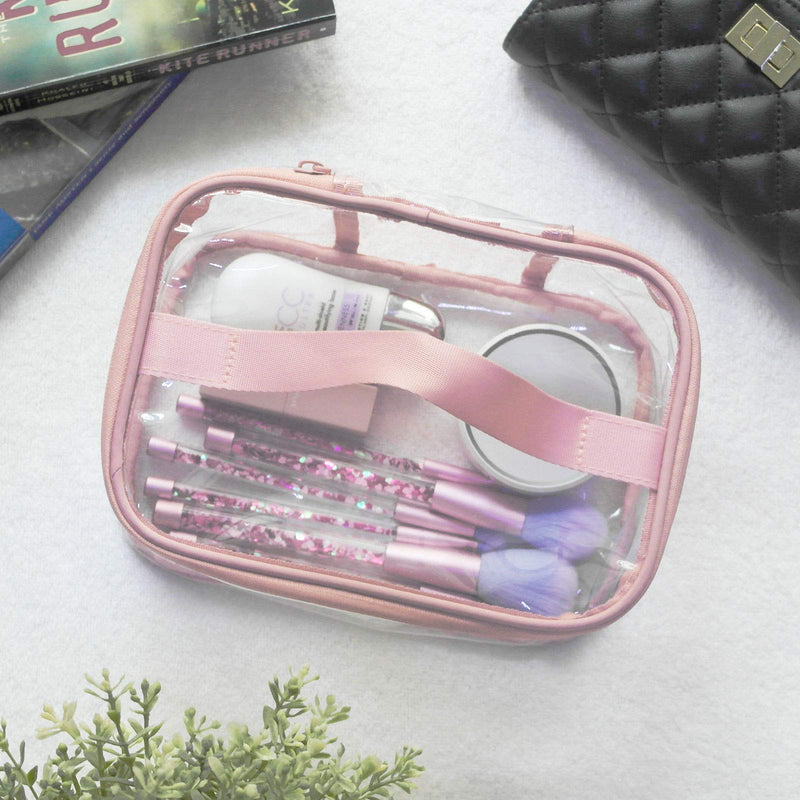 [Australia] - ANEMEL Toiletry Bag Makeup Cosmetic Clear Bag Portable Waterproof Transparent Travel Storage Pink 