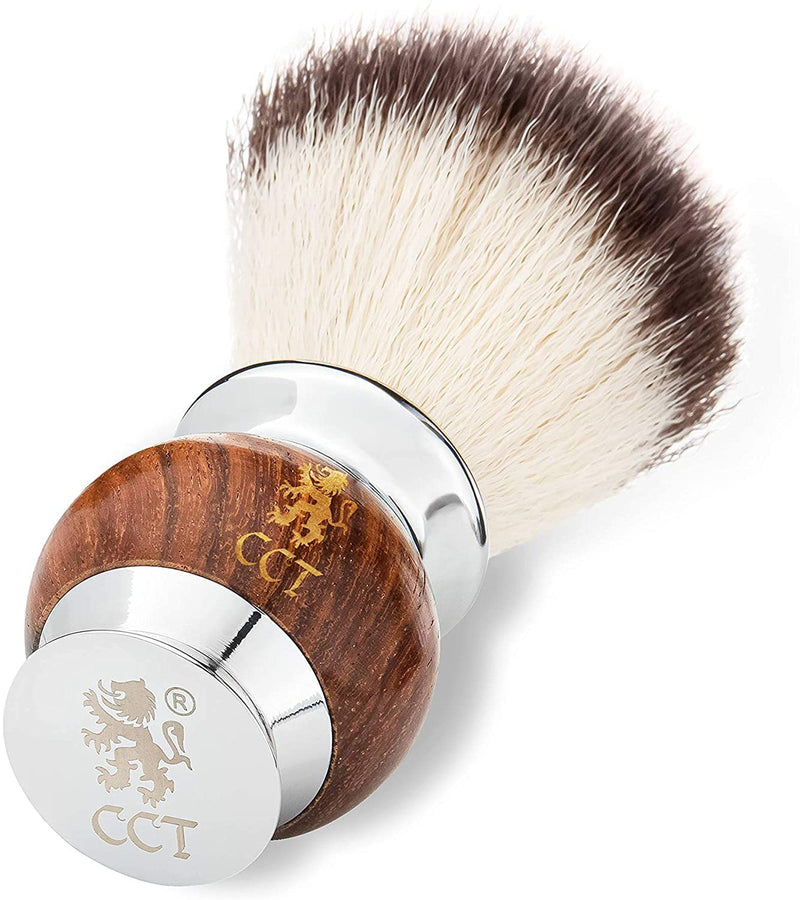 [Australia] - The Cambridge Cut Throat® Luxury Missanda Hardwood and Stainless Steel Men's Shaving Brush for Soap, Foam or Cream with Premium Synthetic Silvertip Vegan Friendly Badger Bristles Male Grooming Present 