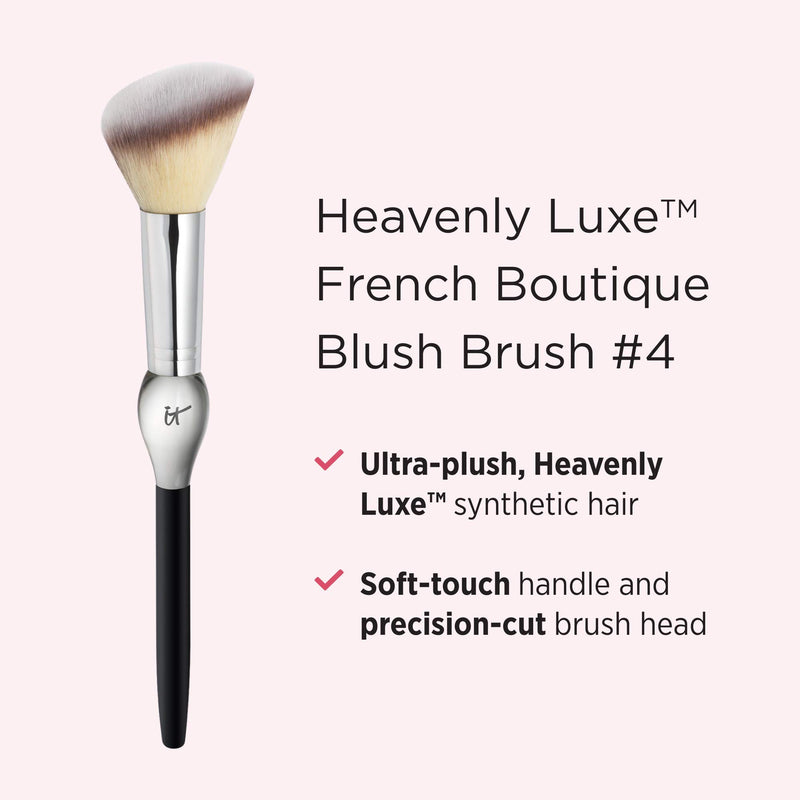 [Australia] - IT Cosmetics Heavenly Luxe French Boutique Blush Brush #4 - For Cream & Powder Blush - Soft-Focus, Naturally Pretty Finish - With Award-Winning Heavenly Luxe Hair 