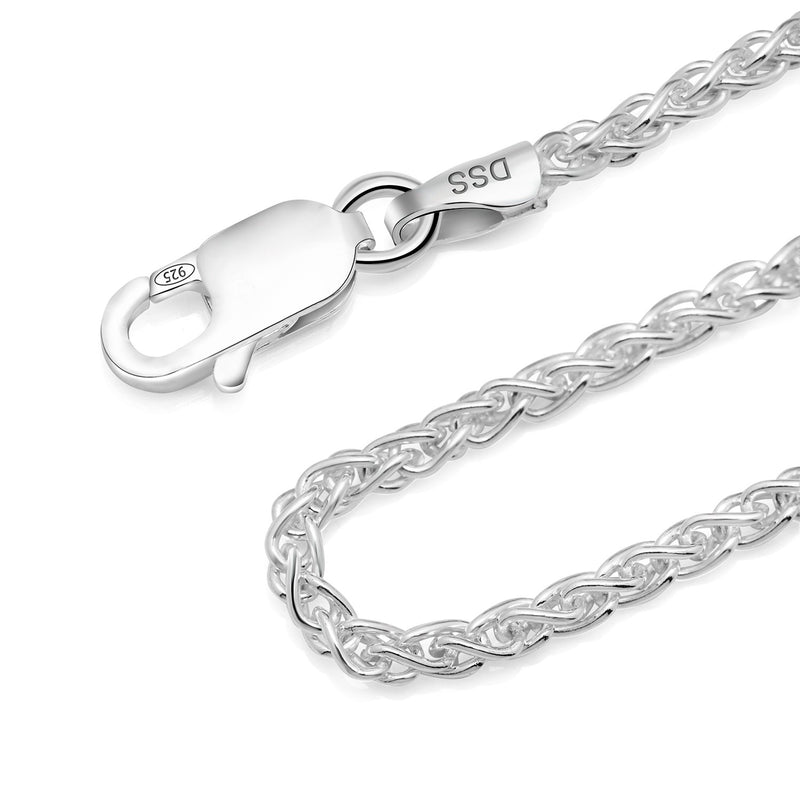 [Australia] - 925 Sterling Silver 2MM Wheat Chain Lobster Claw Clasp 16-30 Inch 24.0 Inches 