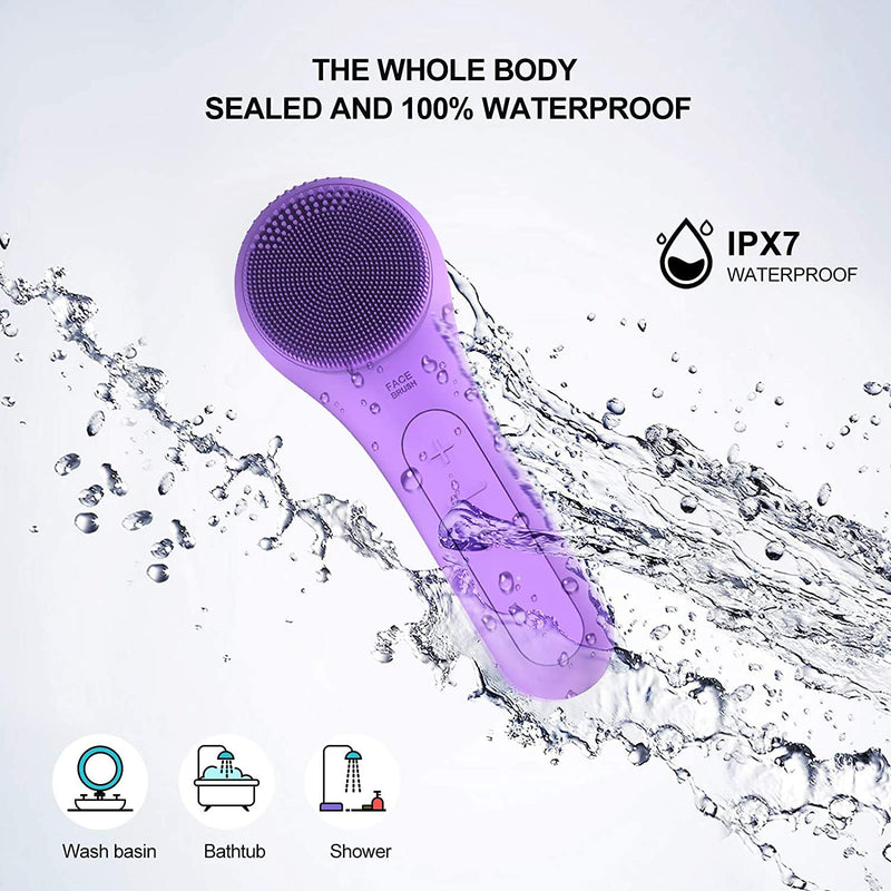 [Australia] - Facial Cleansing Brush, Electric Face Cleaning Brush IPX7 Waterproof, Face Spin Brush 5 Intensity for Deep Cleansing, Gentle Exfoliation, Makeup Removal, Blackhead Removals and Massage (Purple) Purple 