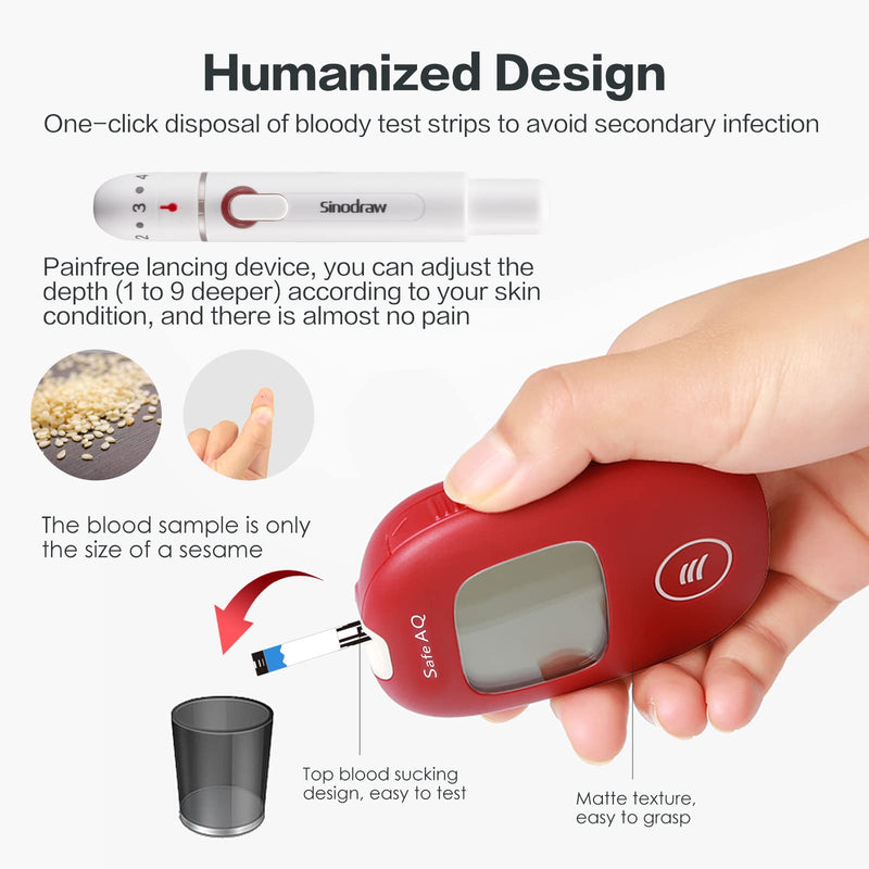 [Australia] - sinocare Diabetes Testing Kit, Blood Glucose Monitor Safe AQ Smart, Blood Sugar Tester with Strips x 25, Glucose Meter -in mmol/L Safe AQ Smart glucose kit x25 