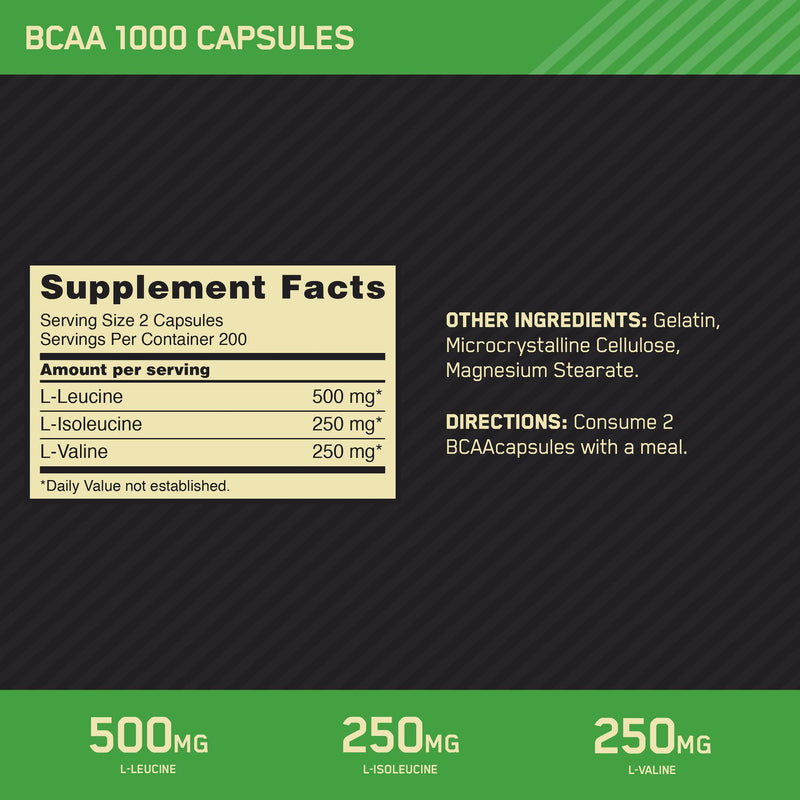 [Australia] - Optimum Nutrition Instantized BCAA Capsules, Keto Friendly Branched Chain Essential Amino Acids, 1000mg, 400 Count Unflavored 400 Count (Pack of 1) 