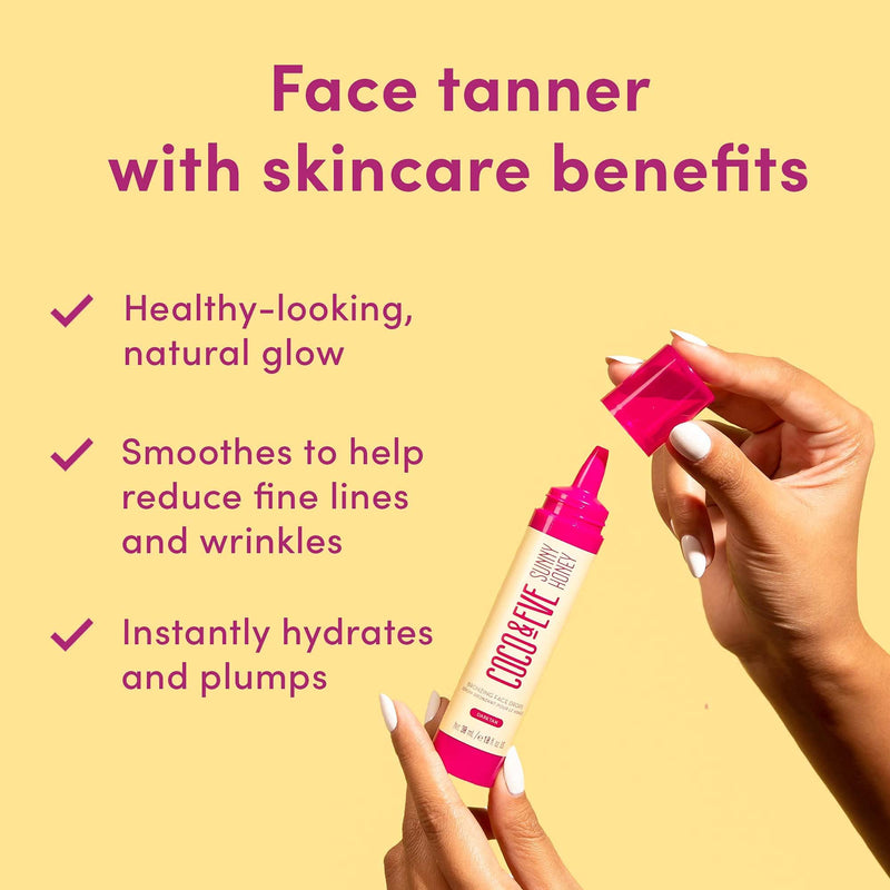 [Australia] - Coco & Eve Sunny Honey Bronzing Face Drops (Dark), Natural Self Tanning Face Drops. Hydrating Hyaluronic Acid. Indoor Sunless Moisturizing Self Tanner. (1 fl oz) Dark 