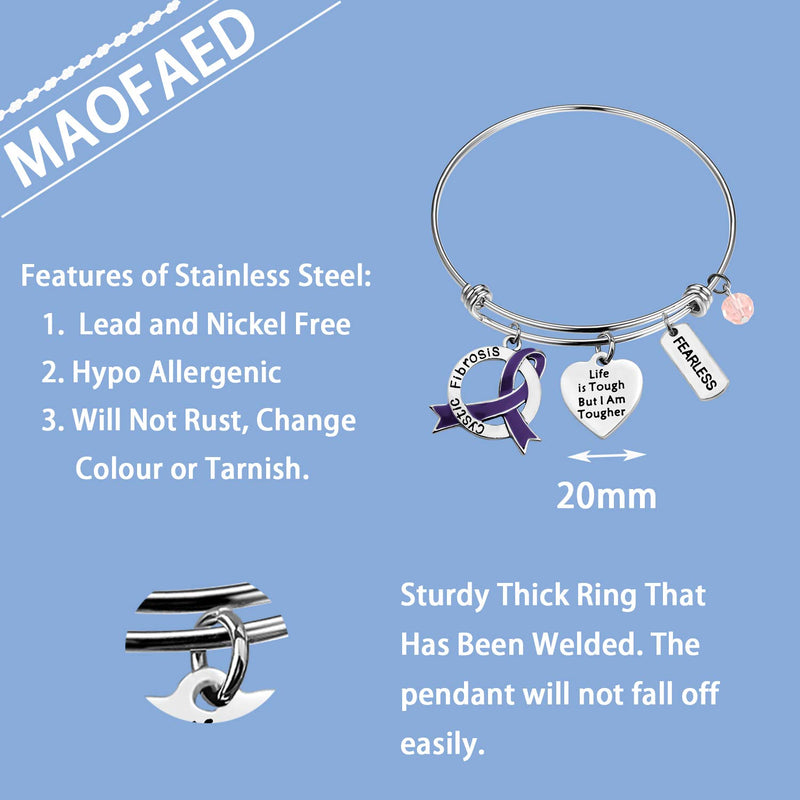 [Australia] - MAOFAED Cystic Fibrosis Gift Cystic Fibrosis Awareness Gift Cystic Fibrosis Warrior Gift Cystic Fibrosis Survivor Gift Life is Tough But I Am Tougher Cystic Fibrosis Bracelet for Her 