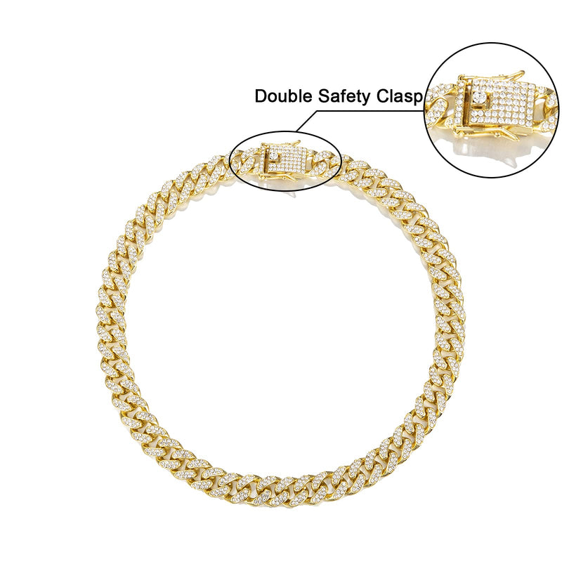 [Australia] - FEEL STYLE Mens Cuban Link Chain Gold Silver Bling Miami Cuban Necklace Diamond Chain for Men Iced Out Hip Hop Jewelry 18.0 Inches 