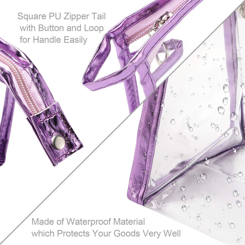 [Australia] - 7 Packs Transparent Waterproof Cosmetic Bag with Zipper, Qkurt Portable PVC Clear Cosmetic Makeup Bag Pouch for Vacation, Travel, Bathroom| Fashion Practical Transparent Toiletry Bags 