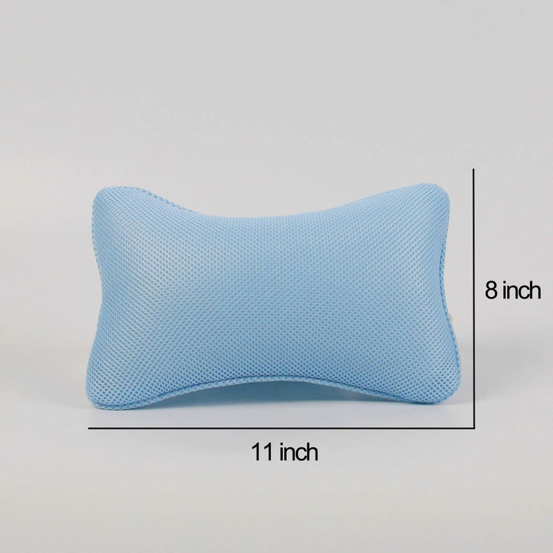 [Australia] - Comfort Bathtub Bath Pillow Head Neck Support with Strong Suction Cups Washable 3D Air Mesh Material Fit Any tub, Blue 