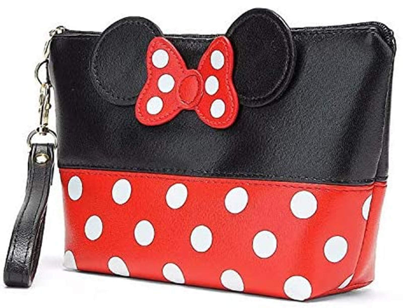 [Australia] - yiwoo 2Pcs Cosmetic Bag Mouse Ears Bag with Zipper,Cartoon Leather Travel Makeup Handbag with Ears and Bow-knot, Cute Portable Cosmetic Bag Toiletry Pouch for Women Teen Girls Kids (Black) 2pcs/Black 