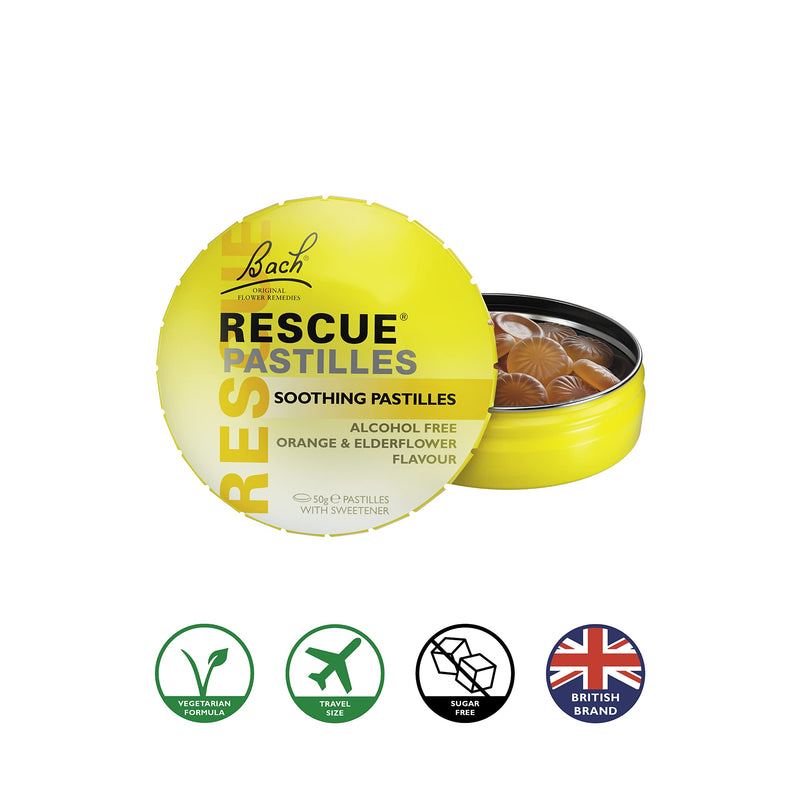 [Australia] - Nelsons Rescue Remedy Pastilles, Orange and Elderflower Flavour, Emotional Wellness and Balance, Easy To Use Format 50 gr 