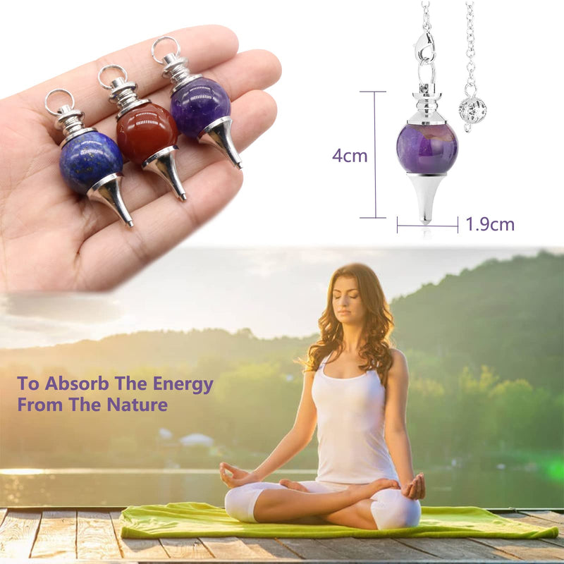 [Australia] - Natural Amethyst Pendulum,Small Crystal Gemstone Chakra Pendant for Dowsing,Scrying,Reiki Healing Balance Meditation Divination Jewelry (Round Amethyst) 