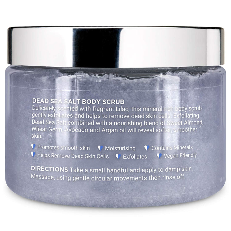 [Australia] - PraNaturals Dead Sea Salt & Lilac Body Scrub 500G ‚Äì Hydrating & Moisturising, For soft & nourished skin, Delicate floral fragrance, Rich in natural oils & minerals, No Parabens, Vegan & Cruelty Free 