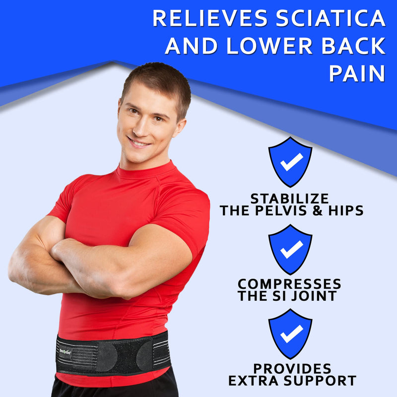 [Australia] - EverRelief SI Belt Hip Brace- Sacroiliac Joint Support for Men & Women-Fully Adjustable Sciatica Brace Relieves Back, Pelvic & Hip Pain-Large Large (Pack of 1) 