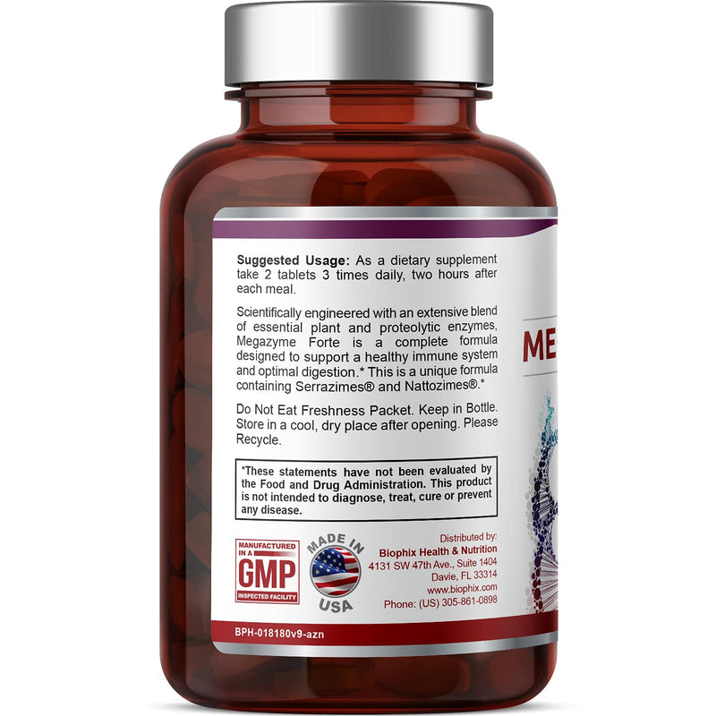 [Australia] - Megazyme Forte 200 Tablets - Natural Plant Proteolytic Enzymes Nattozimes Serrazimes Supports Digestive System Immune Health 
