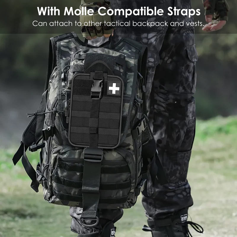 [Australia] - SITHON Molle Tactical Medical Pouch, Large Capacity Rip Away Military IFAK Pouch, Utility EMT Bag Medical Organizer First Aid Pouch for Camping Hunting Hiking Outdoor Adventures (Bag Only) Black 