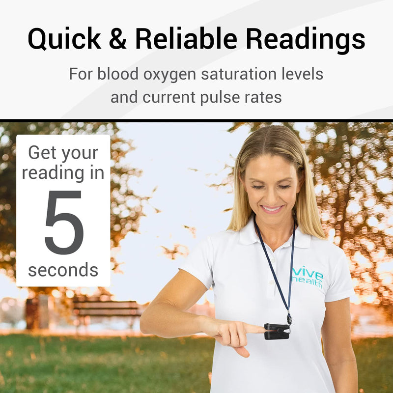 [Australia] - Vive Pulse Oximeter Bluetooth, Fingertip Oxygen Meter with Case, Batteries, Lanyard - Pulse-Oximeter Medical Grade Blood Oxygen Saturation Monitor for sp02, Home - Used for Sports, Aviation 