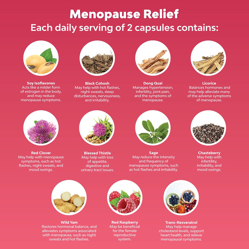 [Australia] - Natural Menopause Supplements for Women - Perfect for Hormonal Balance, Night Sweating & Hot Flashes Menopause Relief - Black Cohosh for Menopause with Resveratrol & Dong Quai 
