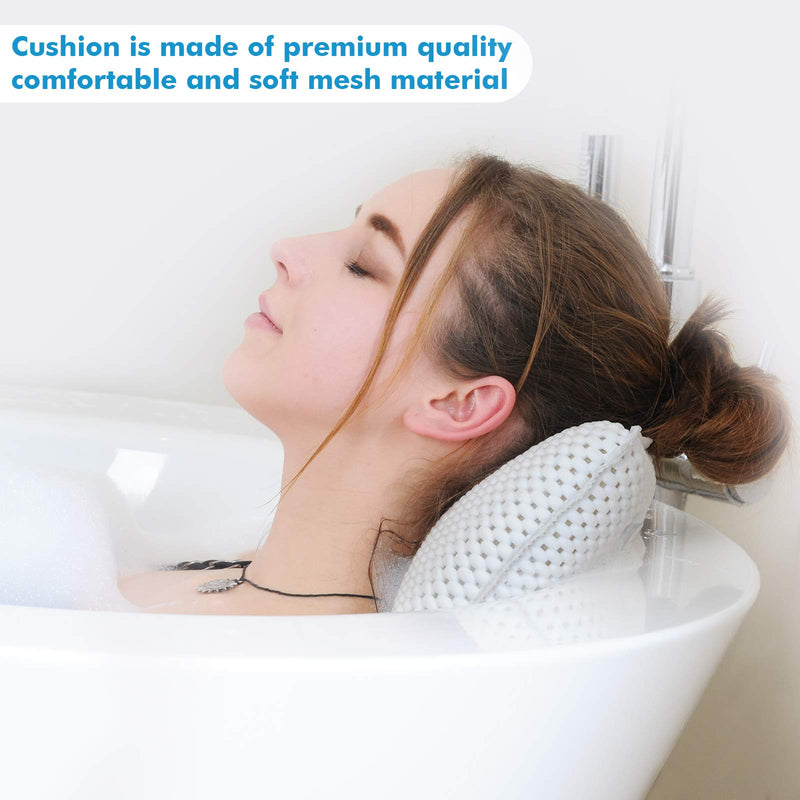 [Australia] - Bathtub Pillow, Bath Pillow Bath and Spa Head Rest with Suction Cups Bath Cushion Bathing Pillow (2 Large Suction Cups, 28.0 x 19.0 x 5.1 centimetres) 2 Large Suction Cups 