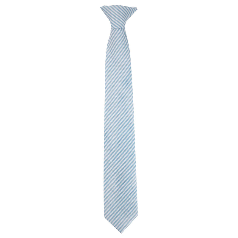 [Australia] - Jacob Alexander Boys' 14 inch Clip-On Seersucker Striped Pattern Neck Tie Baby Blue 