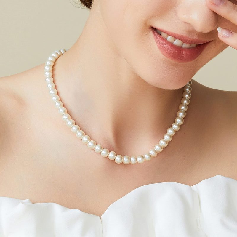 [Australia] - BABEYOND Round Imitation Pearl Necklace Wedding Pearl Necklace for Brides White Diameter of Pearl 10mm 