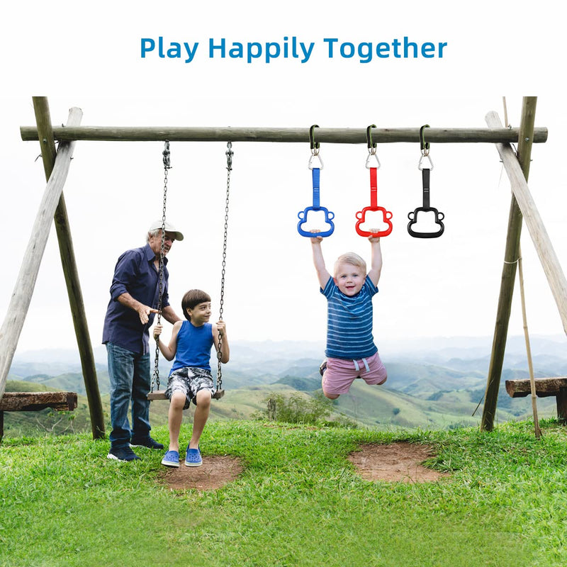 [Australia] - Kids Colorful Gymnastic Rings Backyard Playground Play Sets for Obstacle Ring, Monkey Ring, Climbing Ring Training (3 PCS) 