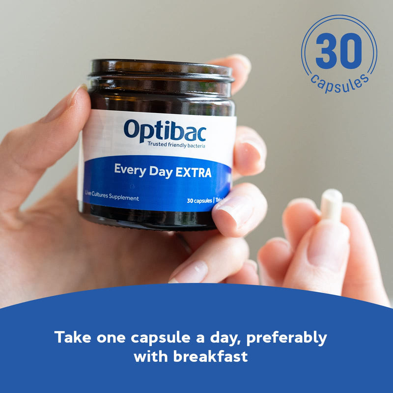 [Australia] - Optibac Probiotics Every Day Extra - High Strength Vegan Digestive Supplement with 20 Billion Bacterial Cultures - 30 Capsules 30 Count (Pack of 1) 