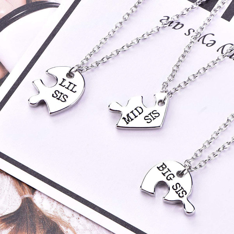 [Australia] - starchenie BFF Best Friend Necklaces for 2/3/4 Girls Fashion Rhinestone Crystal Puzzle Friendship Pendant Necklaces 3 heart bff 2 