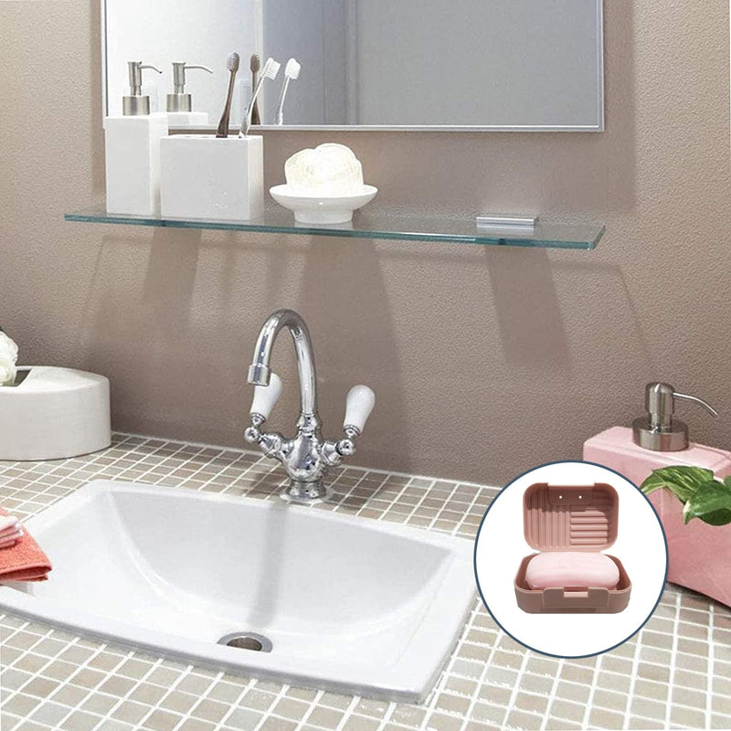 [Australia] - Soap Dish with Lid,2 PCS soap Dish,Travel Soap Box Container,Portable Shower Soap Box Perfect for Bathroom, Travel, Camp(Pink,Blue) 1 