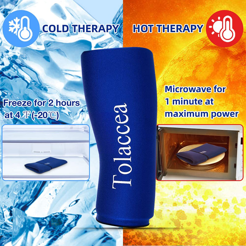 [Australia] - Tolaccea Hot & Cold Therapy Flexible Ice Packs Cold Therapy Compression Sleeve Reusable Gel Pack for Injury Cold Wrap for Knee Calf Elbow Blue Small(9''-12'') 